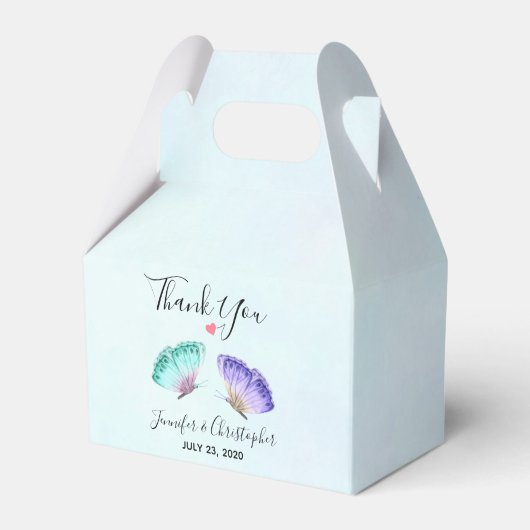 Elegant Waterverf Butterfly Duo Wedding Bedankdoosjes (Voorkant Zijde)