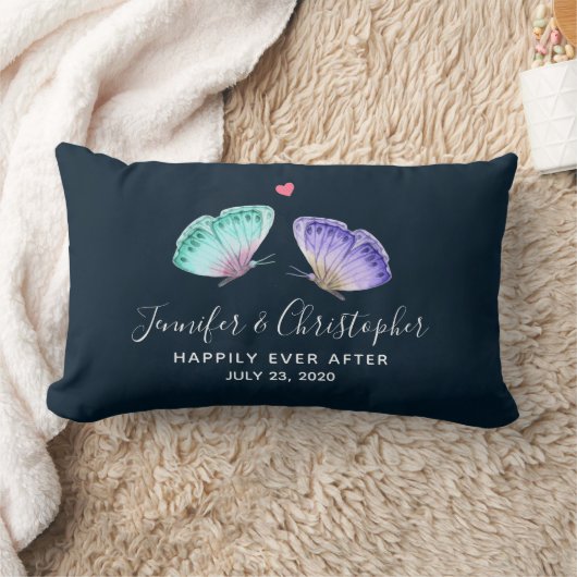 Elegant Waterverf Butterfly Duo Wedding Kussen (Deken)