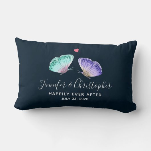 Elegant Waterverf Butterfly Duo Wedding Kussen (Achterkant)