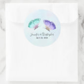Elegant Waterverf Butterfly Duo Wedding Ronde Sticker (Tas)