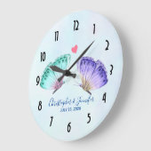 Elegant Waterverf Butterfly Pair Wedding Grote Klok (Hoek)