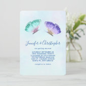 Elegant Waterverf Butterfly Pair Wedding Kaart (Staand voorkant)