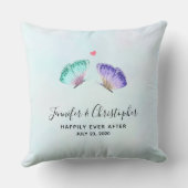 Elegant Waterverf Butterfly Pair Wedding Kussen (Achterkant)