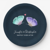 Elegant Waterverf Butterfly Pair Wedding Papieren Bordje (Voorkant)