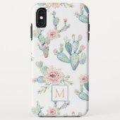 Elegant Waterverf Cactus Patroonmonogram Case-Mate iPhone Case (Achterkant)