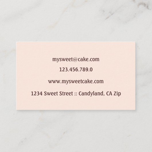 Elegant waterverf cake patisserie cupcake dessert visitekaartje (Achterkant)
