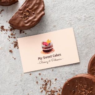 Elegant waterverf cake patisserie cupcake dessert visitekaartje