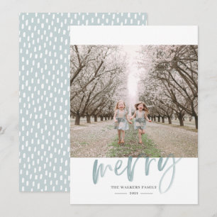 Elegant Waterverf Calligrafie 1 Photo zKerstmis Feestdagenkaart