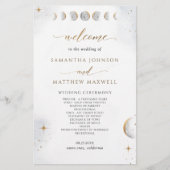Elegant Waterverf Celestial Wedding Programme (Voorkant)