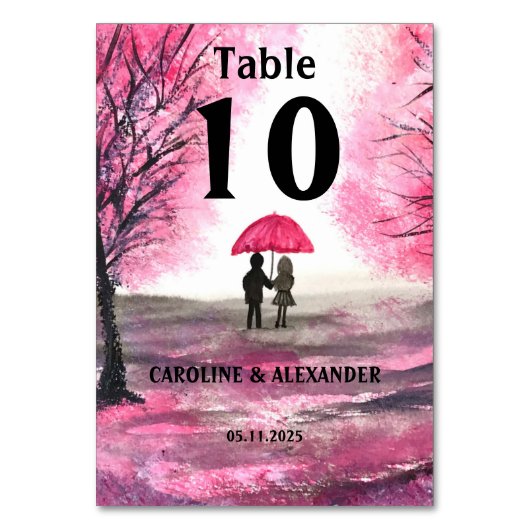 Elegant Waterverf Cherry Blossom Floral Wedding Kaart (Voorkant)