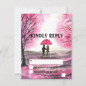 Elegant Waterverf Cherry Blossom Sakura Wedding RSVP Kaartje (Voorkant)