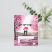 Elegant Waterverf Cherry Blossom Sakura Wedding RSVP Kaartje (Staand voorkant)