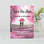 Elegant Waterverf Cherry blossom Sakura Wedding Save The Date (Staand voorkant)
