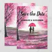 Elegant Waterverf Cherry blossom Sakura Wedding Save The Date (Voorkant / Achterkant)