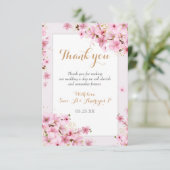 Elegant Waterverf Cherry Blossom Spring Wedding Bedankkaart (Staand voorkant)