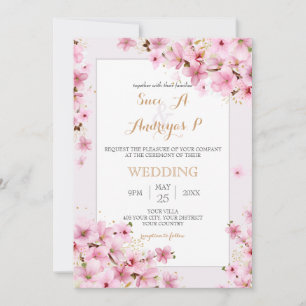Elegant Waterverf Cherry Blossom Spring Wedding Kaart