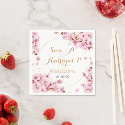 Elegant Waterverf Cherry Blossom Spring Wedding Servet (Insitu)
