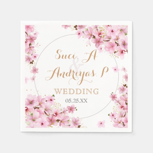 Elegant Waterverf Cherry Blossom Spring Wedding Servet (Voorkant)