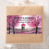 Elegant Waterverf Cherry Blossom Wedding Etiket (Insitu)