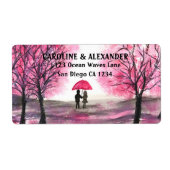 Elegant Waterverf Cherry Blossom Wedding Etiket (Voorkant)