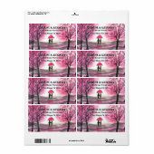 Elegant Waterverf Cherry Blossom Wedding Etiket (Full Sheet)