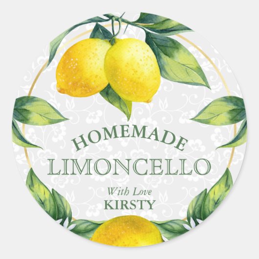 Elegant waterverf citroen limoncello label (Voorkant)