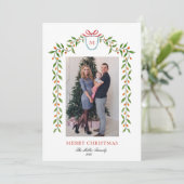 Elegant waterverf citrus garland Monogram Holiday Aankondiging (Staand voorkant)