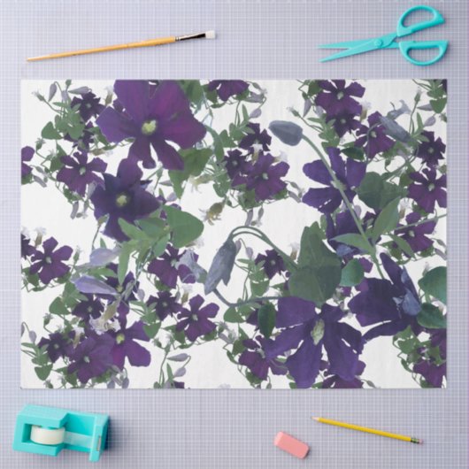 Elegant Waterverf Clematis Floral Tissuepapier (Craft)