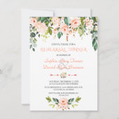 Elegant Waterverf Coral Flowers Rehearsal Dinner Kaart (Voorkant)