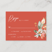 Elegant Waterverf Coral Flowers Wedding RSVP Informatiekaartje (Voorkant)