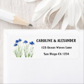 Elegant Waterverf Cornflower Wildflower Weddenscha Etiket (Insitu)