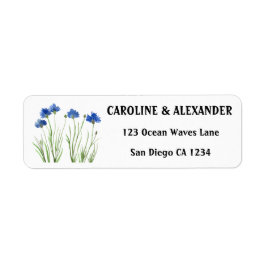 Elegant Waterverf Cornflower Wildflower Weddenscha Etiket