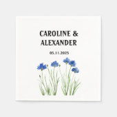 Elegant Waterverf Cornflower Wildflower Weddenscha Servet (Voorkant)
