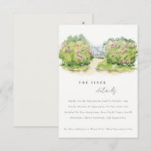 Elegant Waterverf Cottage Garden Wedding Details Informatiekaartje (Voorkant / Achterkant)