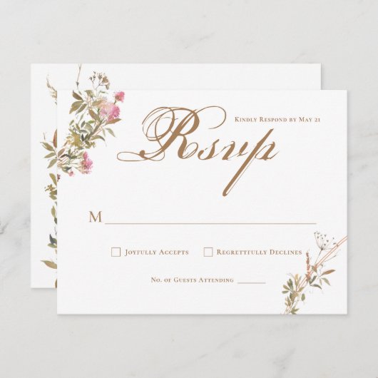 Elegant Waterverf Crest Monogram Respons RSVP (Voorkant / Achterkant)