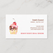 Elegant Waterverf Cupcake Baking Visitekaartje (Achterkant)