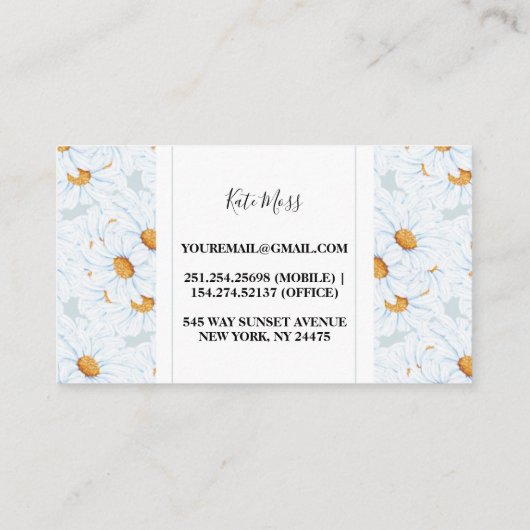 Elegant  Waterverf Daisy Visitekaartje (Achterkant)