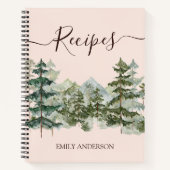 Elegant Waterverf dennenbos en bergrecept Notitieboek (Voorkant)