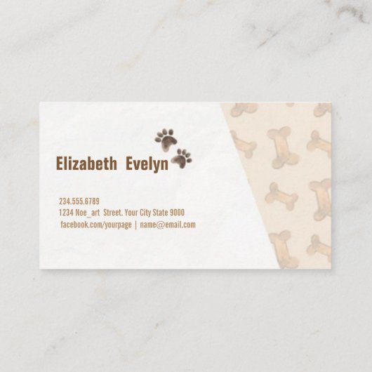 Elegant waterverf dierenwinkel met botten en visitekaartje (Achterkant)