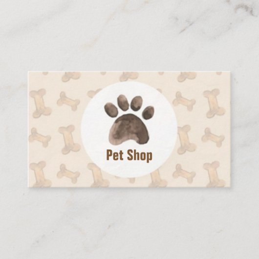 Elegant waterverf dierenwinkel met botten en visitekaartje (Voorkant)