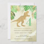 Elegant Waterverf Dinosaur Green Gold Birthday Kaart (Voorkant)