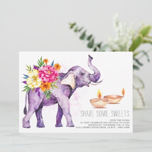 Elegant Waterverf Diwali Uitnodiging (Staand voorkant)