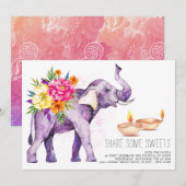 Elegant Waterverf Diwali Uitnodiging (Voorkant / Achterkant)