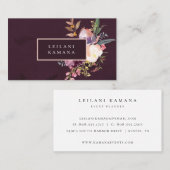 Elegant Waterverf Donkere Paarse Floral Visitekaartje (Voorkant / Achterkant)