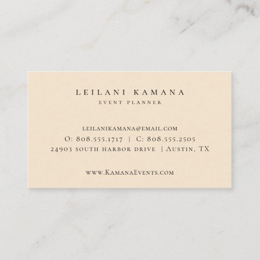 Elegant Waterverf Dried Boho Champagne Visitekaartje (Achterkant)