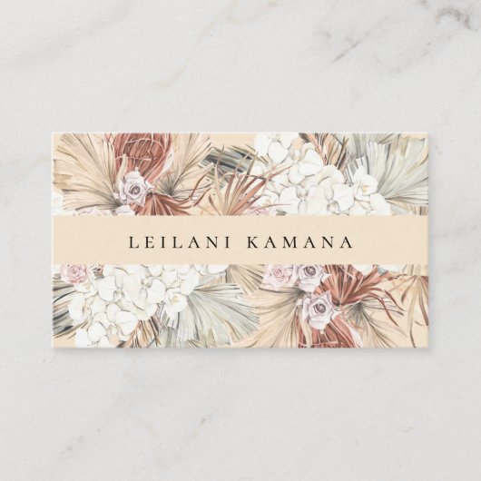 Elegant Waterverf Dried Boho Champagne Visitekaartje (Voorkant)