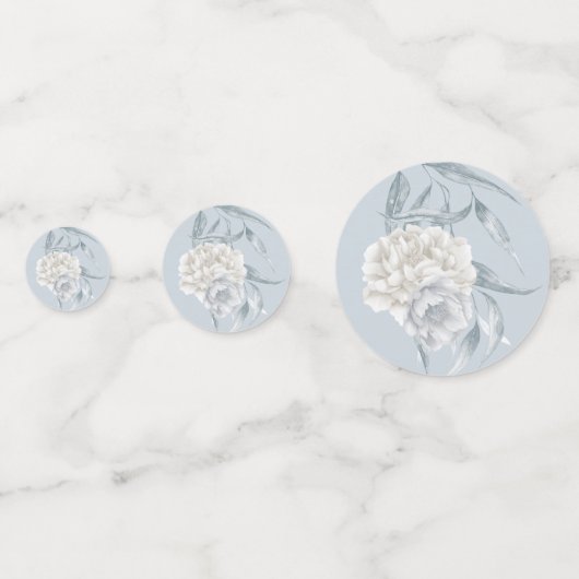 Elegant Waterverf Dusty Blue Botanical Confetti (Achterkanten)