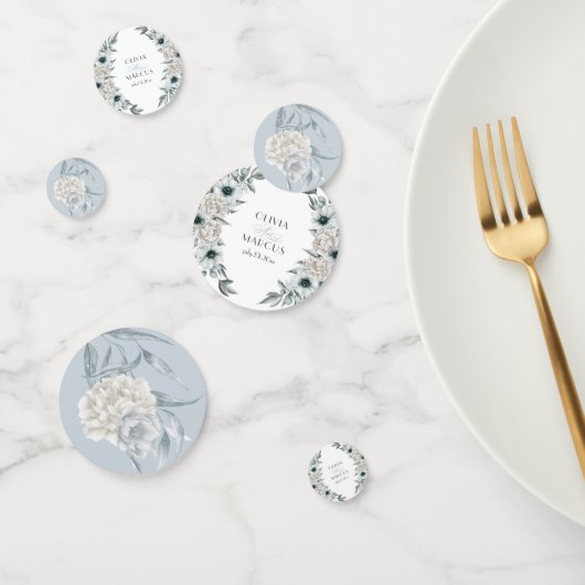 Elegant Waterverf Dusty Blue Botanical Confetti (Groep)