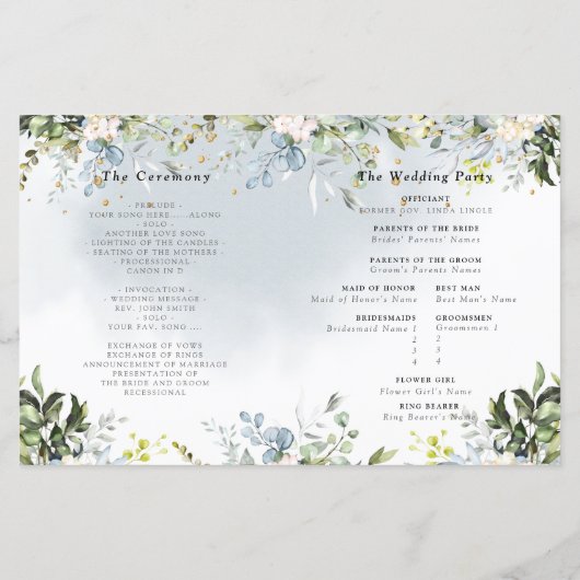 Elegant Waterverf Dusty Blue Eucalyptus (Achterkant)