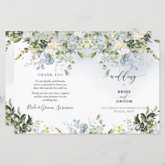 Elegant Waterverf Dusty Blue Eucalyptus (Voorkant / Achterkant)